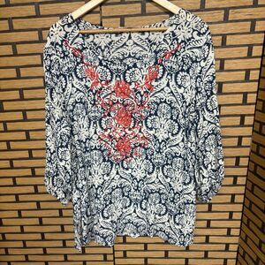 Solitaire‎ Blue And White Blouse Size 1X